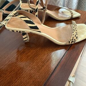 Franco Sarto Cream and Black Heels with Braided Detail